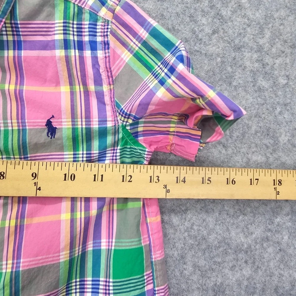 Ralph Lauren Madras Boys Shirt 5 Pink Green Plaid Button Down Pony Summer School
